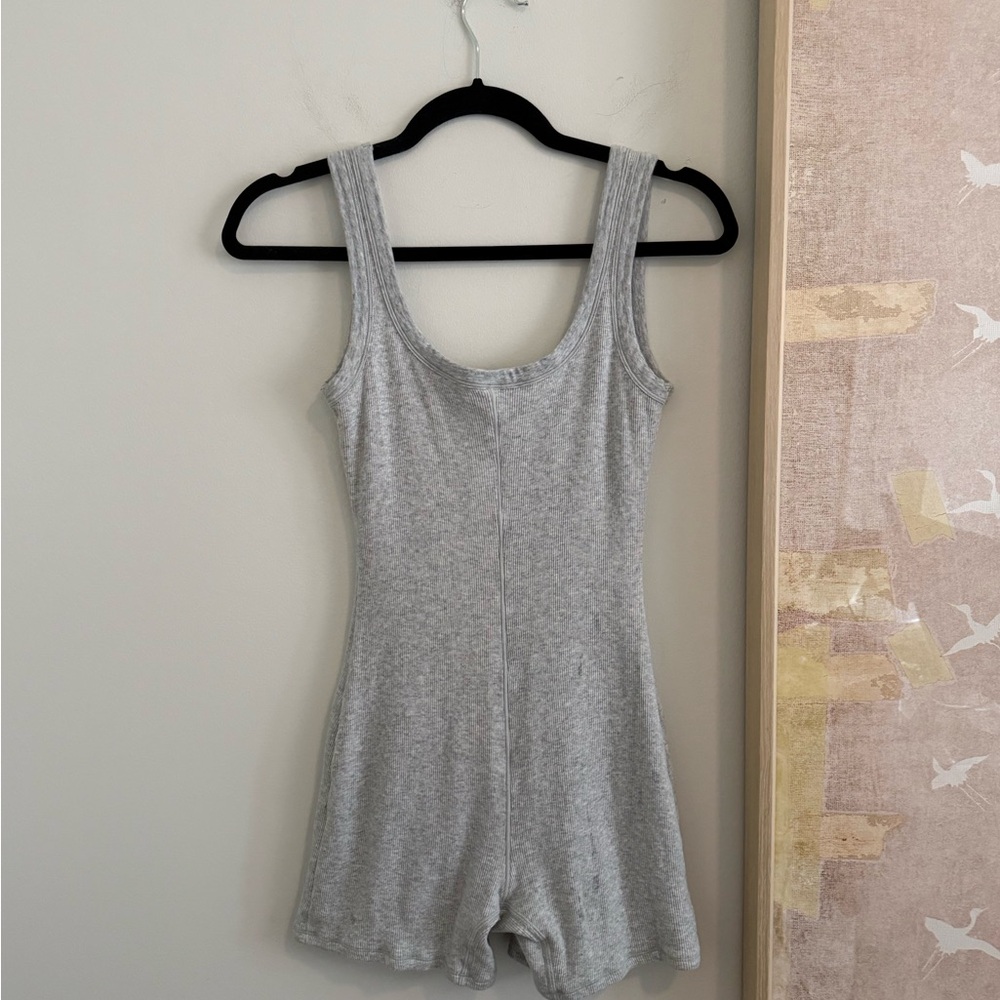 SKIMS Skims Cotton Ribbed Onesie- Light Gray - Picture 6 of 6